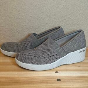 Skecher air cooled memory foam comfortable taupe wedge slip ons size 9